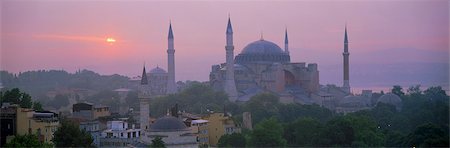 Panoramic view of Aya Sophia Mosque (Haghia Sofia) (St. Sophia) at dawn, UNESCO World Heritage Site, Istanbul, Turkey, Europe Stock Photo - Rights-Managed, Code: 841-03505207