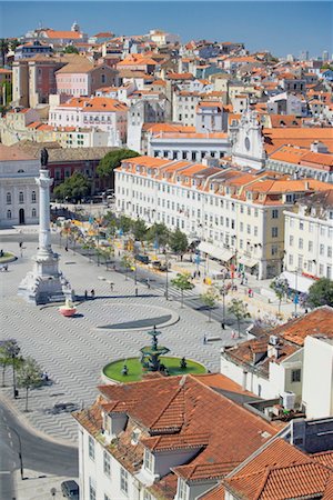 praca d pedro iv - Aerial view of Praca Dom Pedro IV (Rossio Square) and city centre, Lisbon, Portugal, Europe&#13, Stock Photo - Rights-Managed, Code: 841-03505457