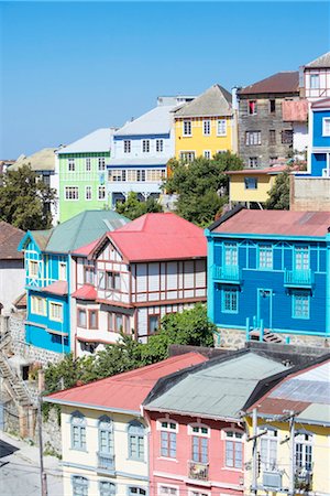 Traditional colorful houses, Valparaiso, UNESCO World Heritage Site, Chile, South America Stock Photo - Rights-Managed, Code: 841-03505453