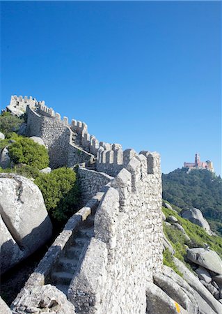 serra de sintra - The ramparts of Castelo dos Mouros (Moorish Castle), captured by the Christians in 1147, Sintra, Portugal, Europe Stock Photo - Rights-Managed, Code: 841-03505463