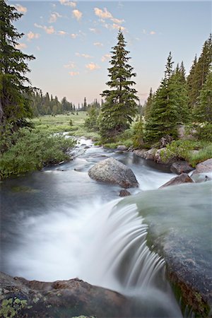 simsearch:841-03868847,k - Little Bear Creek cascade at sunrise, Shoshone National Forest, Wyoming, United States of America, North America Stock Photo - Rights-Managed, Code: 841-03505870