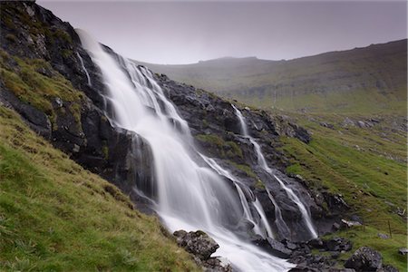 pictures scenery waterfalls hills - Waterfall, Laksa river near Hellur, Eysturoy Island, Faroe Islands (Faroes), Denmark, Europe Stock Photo - Rights-Managed, Code: 841-03507804