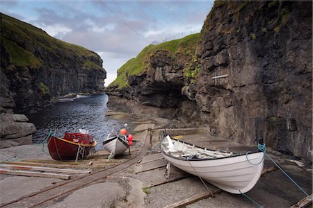 faroe islands - Gjogv harbour, set in a 200m-long natural cleft in the rock, Eysturoy, Faroe Islands (Faroes), Denmark, Europe Stock Photo - Rights-Managed, Code: 841-03507803