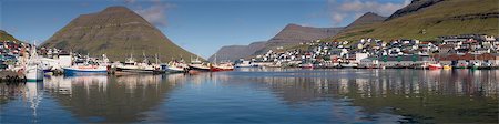 faroe islands - Panoramic view of Klaksvik, fishing boats and harbour, second largest town in the Faroes, Bordoy Island, Nordoyar, Faroe Islands (Faroes), Denmark, Europe Stock Photo - Rights-Managed, Code: 841-03507824