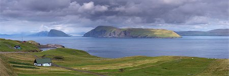 faroe islands - Panoramic view of Sandoy north coast and Hestur island, from near Skopun, Sandoy, Faroe Islands (Faroes), Denmark, Europe Stock Photo - Rights-Managed, Code: 841-03507822