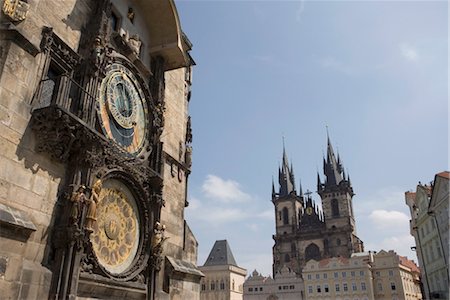 simsearch:841-02709045,k - Town Hall Clock, Astronomical clock, and church of Our Lady before Tyn in background, Old Town Square, Old Town, Prague, Czech Republic, Europe Stock Photo - Rights-Managed, Code: 841-03502562