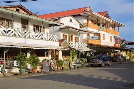 Hotels in main street, Colon Island (Isla Colon), Bocas del Toro Province, Panama, Central America Stock Photo - Rights-Managed, Code: 841-03517049