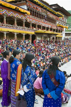 Spectators at Autumn Tsechu (festival) at Trashi Chhoe Dzong, Thimpu, Bhutan, Asia Stock Photo - Rights-Managed, Code: 841-03517354