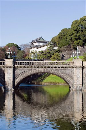 Niju Bashi-Brücke reflektiert in Graben, Hofburg, Tokio, Japan, Asien Stockbilder - Lizenzpflichtiges, Bildnummer: 841-03517555