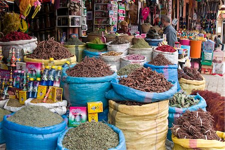 spices at souk - Spices and herbs for sale in the souk, Medina, Marrakech (Marrakesh), Morocco, North Africa, Africa Stock Photo - Rights-Managed, Code: 841-03517855