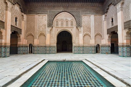 patio interno - Ben Youssef Medersa (Koranic School), UNESCO World Heritage Site, Marrakech (Marrakesh), Morocco, North Africa, Africa Foto de stock - Con derechos protegidos, Código: 841-03517863