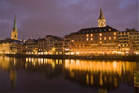 san pietro - St. Peter, Frau Munster at Christmas time, Zurich, Switzerland, Europe Fotografie stock - Rights-Managed, Codice: 841-03518138