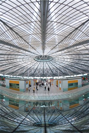 Interior of circular concourse and roof of the spectacular new Shanghai South Railway Station in 2007, Shanghai, China, Asia Stock Photo - Rights-Managed, Code: 841-03518324