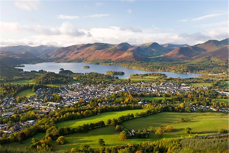 simsearch:841-02946253,k - View over Keswick and Derwent Water from the Skiddaw Range, Lake District National Park, Cumbria, England, United Kingdom, Europe Fotografie stock - Rights-Managed, Codice: 841-03518362