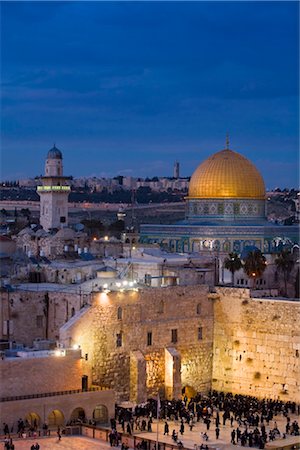 dome of rock - Dome of the Rock and the Western Wall, Jerusalem, Israel, Middle East Stock Photo - Rights-Managed, Code: 841-03518473