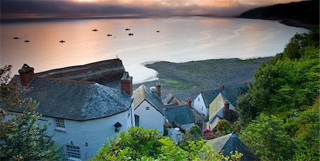 Fog obscures the summer sunrise at Clovelly in Devon, England, United Kingdom, Europe Stock Photo - Rights-Managed, Code: 841-03518635