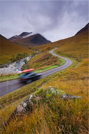 road curvy blur motion - Touring the highlands of Scotland, Glen Etive, Highlands, Scotland, United Kingdom, Europe Stock Photo - Rights-Managed, Code: 841-03518675