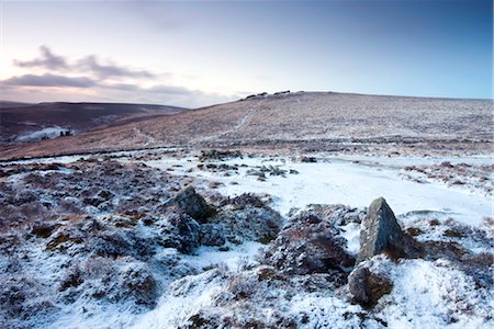 Snow covered stone hut circles in Bronze Age settlement of Grimspound in Dartmoor National Park, Devon, England, United Kingdom, Europe Stock Photo - Rights-Managed, Code: 841-03518710