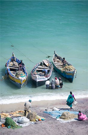 Unloading the morning's catch of fish, Dhanushkodi, Tamil Nadu, India, Asia Foto de stock - Con derechos protegidos, Código: 841-03518811