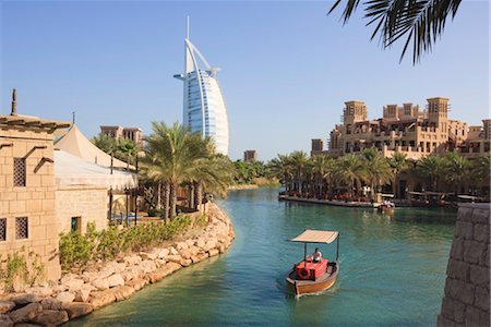 dubai transportation - Madinat Jumeirah and Burj Al Arab Hotels, Jumeirah Beach, Dubai, United Arab Emirates, Middle East Stock Photo - Rights-Managed, Code: 841-03518948