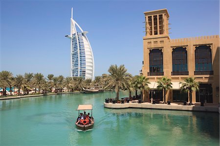 scenic dubai - Madinat Jumeirah and Burj Al Arab Hotels, Jumeirah Beach, Dubai, United Arab Emirates, Middle East Stock Photo - Rights-Managed, Code: 841-03518950