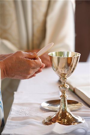 Eucharist celebration, Les Sauvages, Rhone, France, Europe Foto de stock - Direito Controlado, Número: 841-03518989