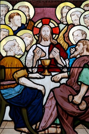 Stained glass depicting the Last Supper at Saint-Honoré d'Eylau church, Paris, Ile de France, France, Europe Stock Photo - Rights-Managed, Code: 841-03518995