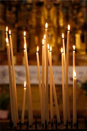 Church candles, Notre-Dame de la Gorge, Haute Savoie, France, Europe Stock Photo - Rights-Managed, Code: 841-03518992