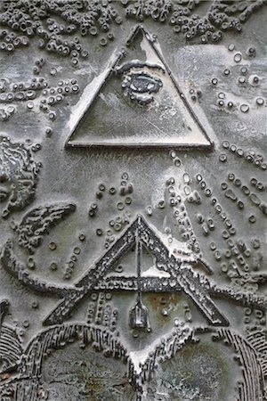 Masonic symbols of angle bracket and delta at the Human Right Monument in the Paris Champ de Mars, Paris, Ile de France, France, Europe Stock Photo - Rights-Managed, Code: 841-03519011