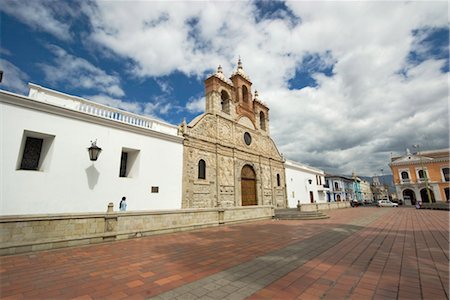 Baroque mestizo limestone facade of the Cathedral in this colonial-style provincial capital, Riobamba, Chimborazo Province, Central Highlands, Ecuador, South America Stock Photo - Rights-Managed, Code: 841-03519092