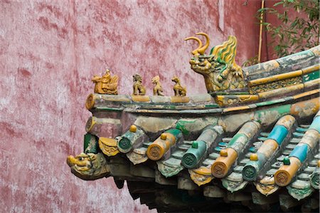 Close-up of an ornate roof, Forbidden City, UNESCO World Heritage Site, Beijing, China Foto de stock - Con derechos protegidos, Código: 841-03520022