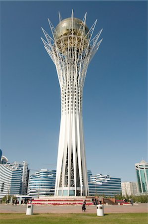 spheres in landmarks - Bayterek Tower, modern landmark, Astana, Kazakhstan, Central Asia Stock Photo - Rights-Managed, Code: 841-03520111