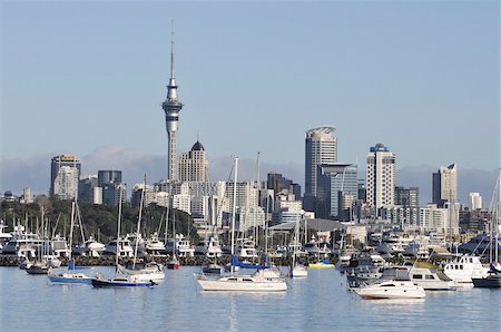 Okahu Bay and skyline, Auckland, North Island, New Zealand, Pacific Foto de stock - Direito Controlado, Número: 841-03674141