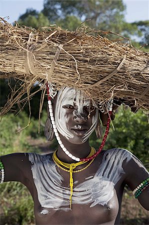 Mursi de jeune femme, vallée de l'Omo, Ethiopie, Afrique Photographie de stock - Rights-Managed, Code: 841-03674811