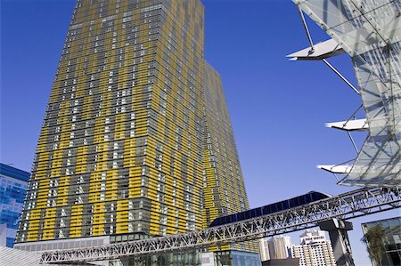 public transit - Monorail and Veer Towers at CityCenter, Las Vegas, Nevada, United States of America, North America Stock Photo - Rights-Managed, Code: 841-03674896