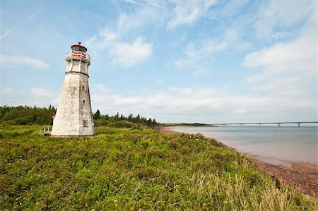 Lighthouse at Cape Jourimain National Wildlife Area, New Brunswick, Canada, North America Foto de stock - Direito Controlado, Número: 841-03675046