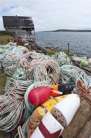 Ropes And Bouys Fishing Village In Nova Scotia High-Res Stock