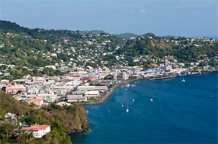 st vincent - Kingstown and harbour, St. Vincent, St. Vincent and The Grenadines, Windward Islands, West Indies, Caribbean, Central America Foto de stock - Con derechos protegidos, Código: 841-03675191