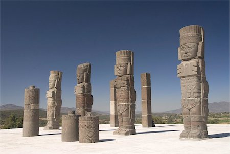 Atlantes warrior statues, Temple of Quetzalcoatl, Tula, the probable capital of Toltec civilization, Archaeological Zone, Tula de Allende, Hidalgo, Mexico, North America Stock Photo - Rights-Managed, Code: 841-03675250