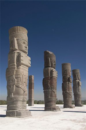 Statues de guerriers atlantes, Temple de Quetzalcoatl, Tula, la capitale probable de la civilisation toltèque, Zone archéologique de Tula de Allende Hidalgo, Mexique, Amérique du Nord Photographie de stock - Rights-Managed, Code: 841-03675252