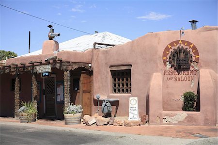 simsearch:841-03675568,k - Restaurant and saloon, adobe architecture, Old Town, Albuquerque, New Mexico, United States of America, North America Stock Photo - Rights-Managed, Code: 841-03675566