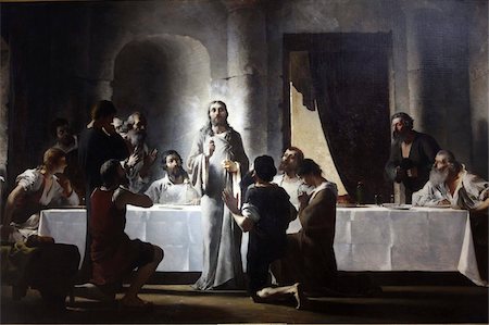 europe culture painting - The Last Supper by Henri Lerolle, a 19th century oil painting, Saint-Francois-Xavier church, Paris, France, Europe Stock Photo - Rights-Managed, Code: 841-03675880