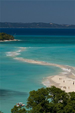 View above a sand bank linking the two little islands of Nosy Iranja near Nosy Be, Madagascar, Indian Ocean, Africa Stock Photo - Rights-Managed, Code: 841-03676368