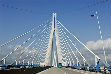 suspended bridge - Giant bridge across the Gulf of Corinth, near Patra, Peloponnese, Greece, Europe Stock Photo - Rights-Managed, Code: 841-03676479