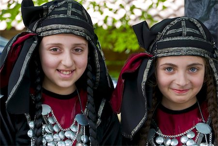 Young traditionally dressed Georgian girls, Sighnaghi, Georgia, Caucasus, Central Asia, Asia Stock Photo - Rights-Managed, Code: 841-03676597