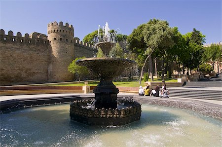 simsearch:841-02916885,k - Fountain at the gated city wall, UNESCO World Heritage site, Baku, Azerbaijan, Central Asia, Asia Stock Photo - Rights-Managed, Code: 841-03676642