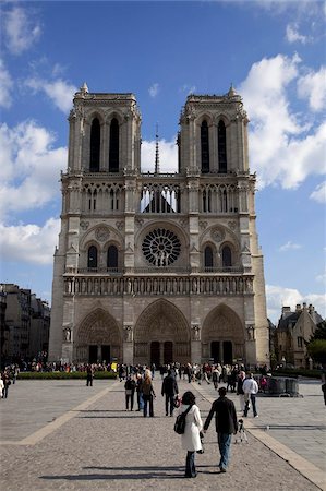 Façade ouest, Notre Dame, patrimoine mondial de l'UNESCO, Paris, France, Europe Photographie de stock - Rights-Managed, Code: 841-03676867