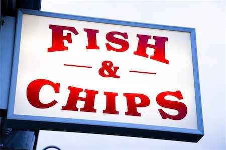 Fish and chips sign in Conwy, Clwyd, Wales, United Kingdom, Europe Stock Photo - Rights-Managed, Code: 841-03677056
