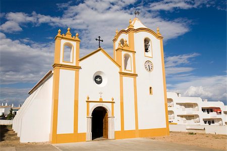 simsearch:841-05795381,k - The typically Portuguese white facade of the Nossa Senhora da Luz chuch in Lagos, Algarve, Portugal, Europe Stock Photo - Rights-Managed, Code: 841-03677216