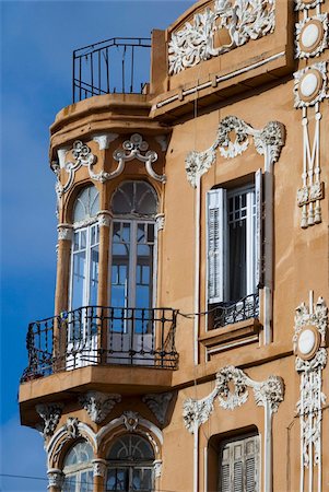 Windowed balconies, modernist (Art Deco) building on Plaza de Espana, Melilla, Spain, Spanish North Africa, Africa Stock Photo - Rights-Managed, Code: 841-03677253